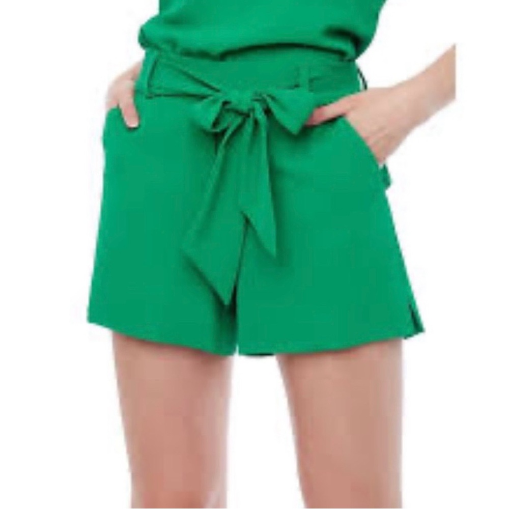 J. Crew High Waist Green Shorts with Tie